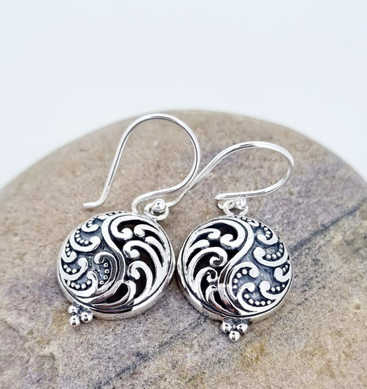 Cultural Swirls Sterling Silver Hook Earrings