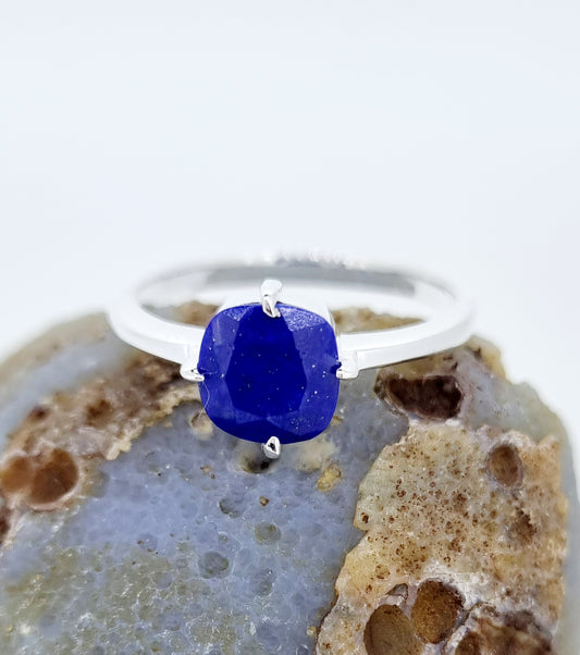 Lapis Lazuli Gem Mottled With Pyrite 925 Sterling Silver Ring