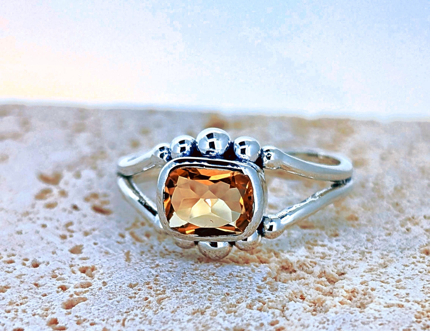 Honey Citrine Sterling Silver Ring