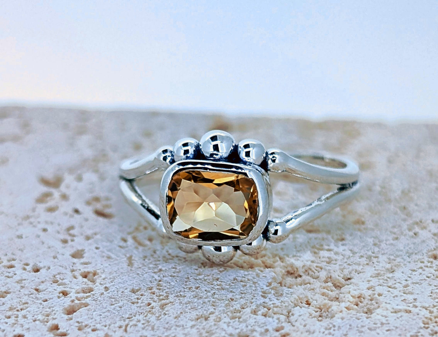 Honey Citrine Sterling Silver Ring